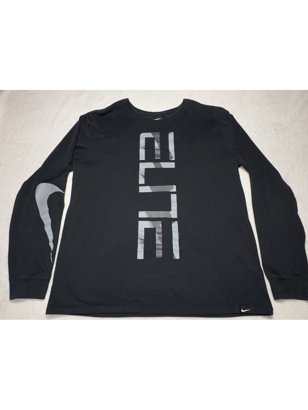 Nike Shirt Mens Large Black Dri-FIT Elite Long Sleeve Athletic Training Workout